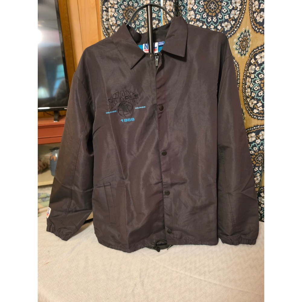Staple x NFL Miami Dolphins Coaches Jacket Black Embroidered Mens Large New